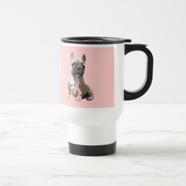 Taza del viaje del cáncer de pecho del bulldog (Derecha)