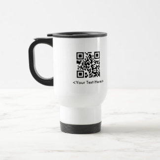 Taza del viaje del código de QR con el texto