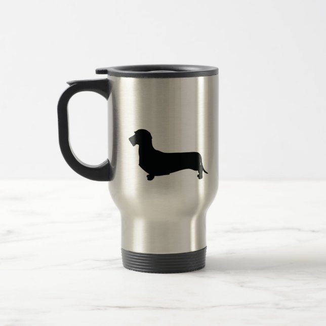 Taza del viaje del Dachshund del pelo del alambre (Izquierda)