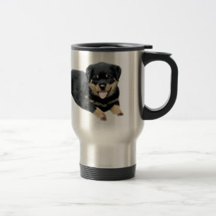 Taza del viaje del perrito de Rottweiler