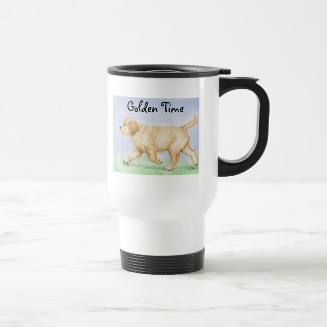 Taza del viaje del perrito del golden retriever (Derecha)
