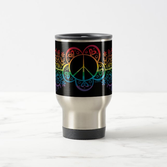Taza del viaje del signo de la paz del arco iris (Centro)