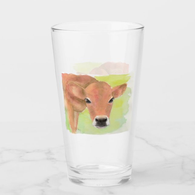 Taza del vidrio de la vaca de la acuarela (Anverso)