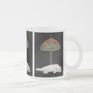 Taza del vidrio de Sunlamp del gato del vitral