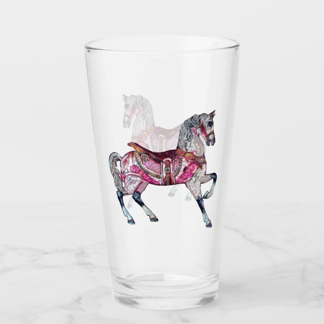 Taza del vidrio del carrusel del caballo (Anverso)