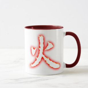 Taza del vidrio del kanji del fuego