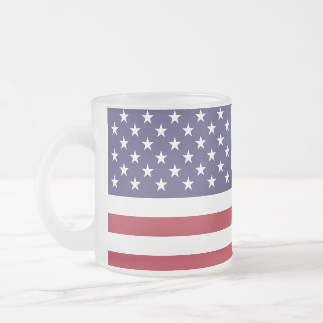 Taza del vidrio esmerilado de la bandera americana (Izquierda)