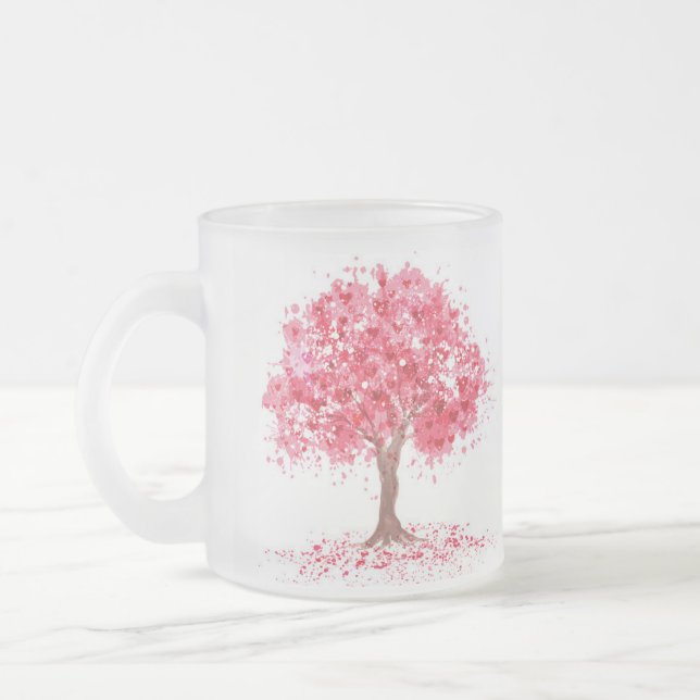 Taza del vidrio esmerilado de la flor de cerezo (Izquierda)