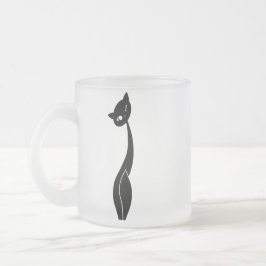 Taza del vidrio esmerilado del gato negro