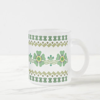 Taza del vidrio esmerilado - flor verde retra