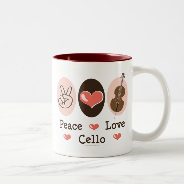 Taza del violoncelo del amor de la paz (Derecha)