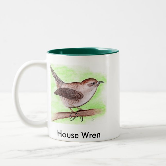 Taza del Wren de casa de 2 Sided/2Tone (Izquierda)