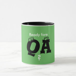 Taza delantera lista del QA