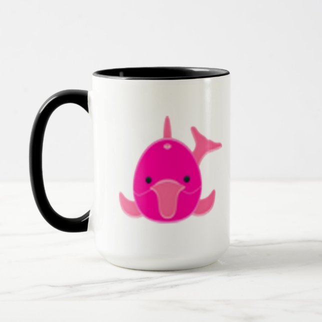 Taza Delfín rosado en la mugre blanca (Izquierda)