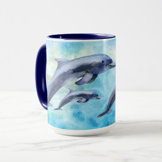 Taza Delfines acuáticos personalizados (Anverso izquierdo)
