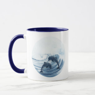 Taza Delfines buceadores en el surf