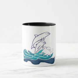 Taza Delfines montando Waves Ringer Combo Mug