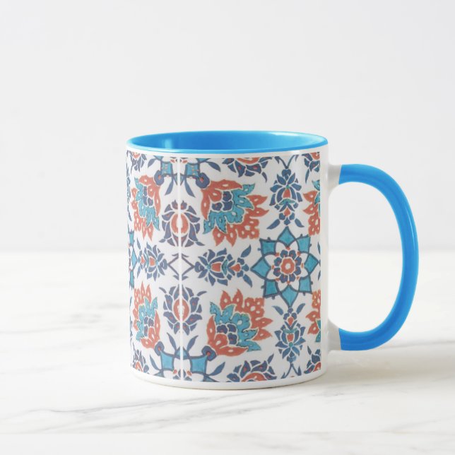 Taza Delft Blue Red Pattern Art Coffee Mug (Derecha)