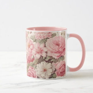 Taza Delicadas rosas color de agua rosadas y flores de