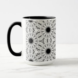 Taza Delicado patrón de flor en blanco y negro