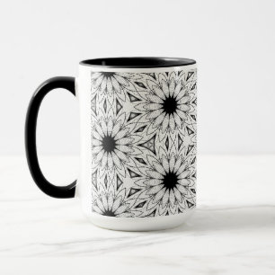 Taza Delicado patrón de flor en blanco y negro