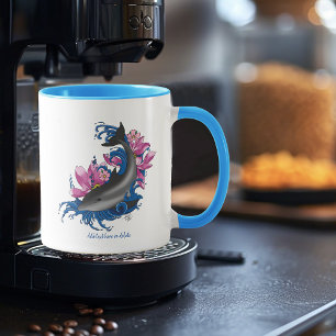 Taza Delphin Lotus Flores Flores Flores de cerezo