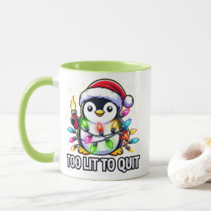 Taza Demasiado ligero para dejar el pingüino Navidad