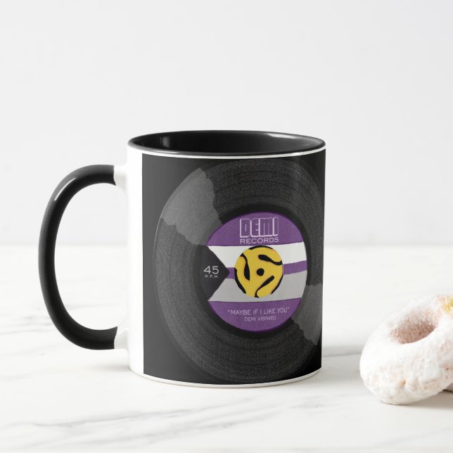 Taza Demi Records Demisexual Orgullo Vinyl LGBTQ (Con donut)