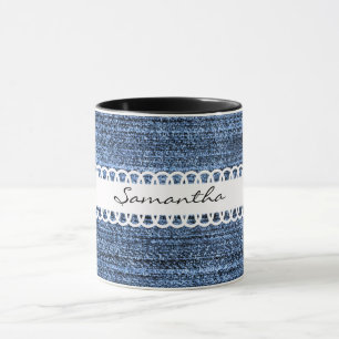 Taza Denim y Ribbon Design Coffee Mug