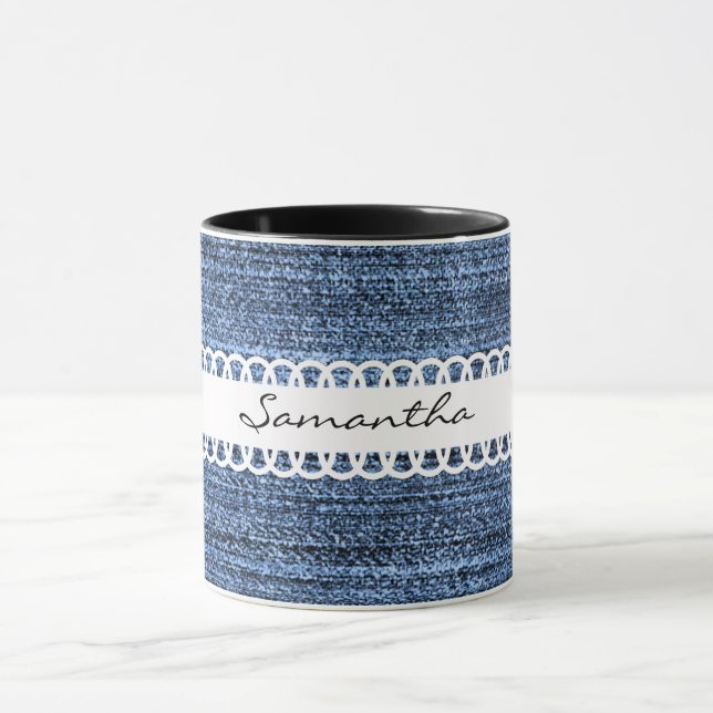Taza Denim y Ribbon Design Coffee Mug (Centro)
