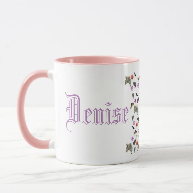 Taza Denise, Logo De Nombre Con Vida Silvestre Australi (Izquierda)