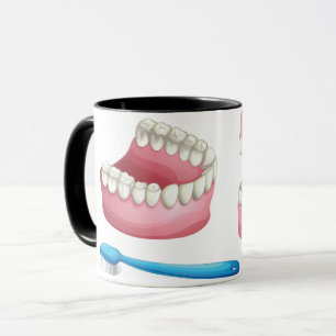 Taza Dentaduras Postizas y Cuidados Dentales con Cepill