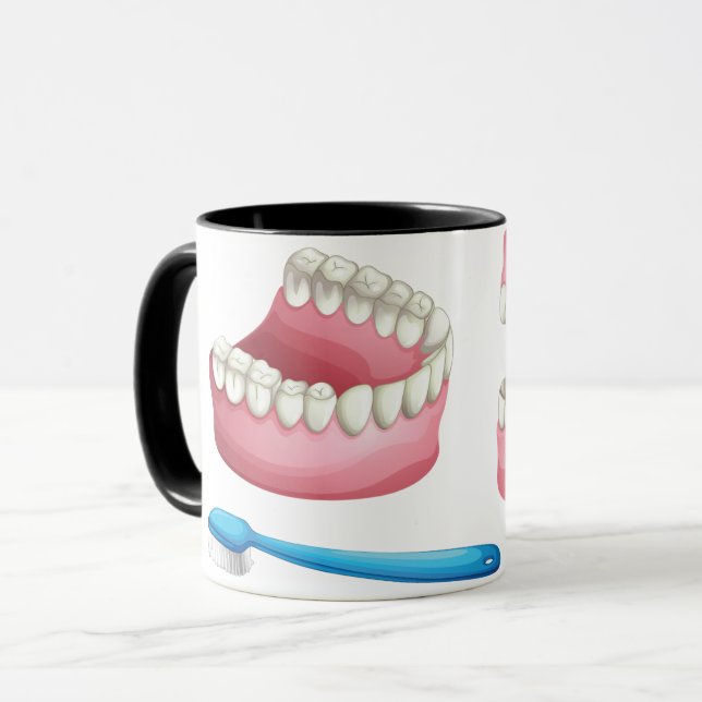 Taza Dentaduras Postizas y Cuidados Dentales con Cepill (Anverso izquierdo)