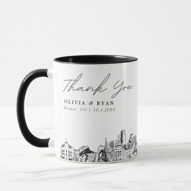 Taza Denver Boda Personalizado simple café Mug (Izquierda)