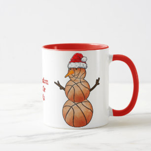 Taza Deportes de Navidades de snowman de baloncesto