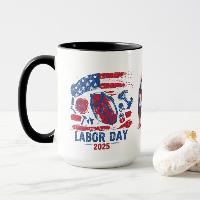 Taza Deportes Mug del Día del Trabajo 2025 - Trabajo du (Con donut)