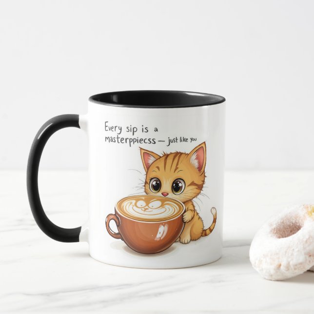 Taza Depuración en cada sip - Mug de lata de gato curad (Con donut)