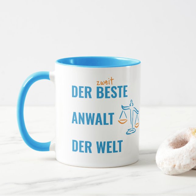 Taza Der zweitbeste Anwalt der Welt. Lustiges Geschenk. (Con donut)