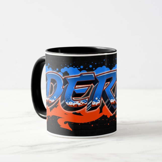 Taza Derek Vorname Name Graffiti blue orange Tasse (Anverso izquierdo)