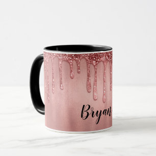 Taza Derrame en goteo rosado de Bonito Rosa Purpurina d
