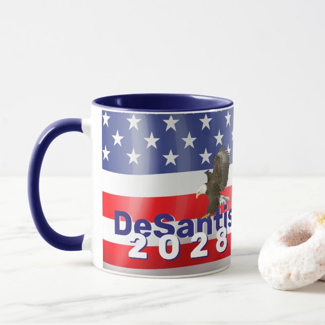Taza DeSantis 2028 con águila calva (Con donut)