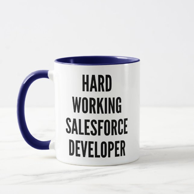 Taza Desarrollador de Salesforce de trabajo duro (Izquierda)