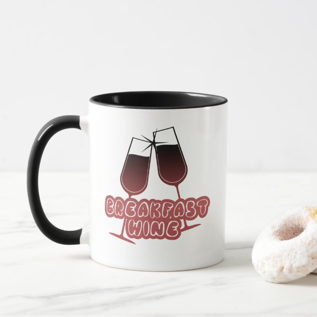 Taza Desayuno Wine Gracioso Cute Negro y Rojo Cita (Con donut)