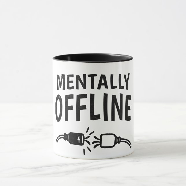 Taza Desconectado Mentalmente – Frase Divertida para el (Centro)