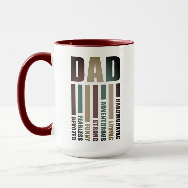 Taza Descripción del Día del Padre Personalizado "DAD" (Izquierda)