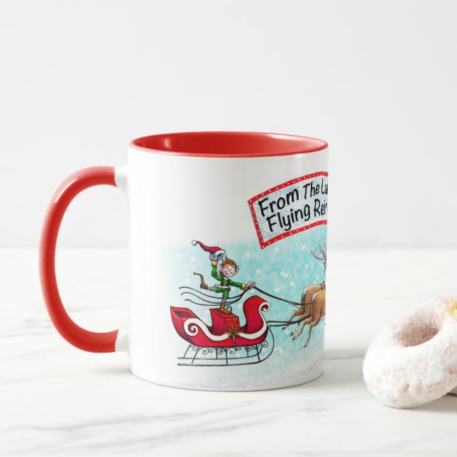 Taza ¡Desde La Tierra De Los Renos Voladores! (Con donut)