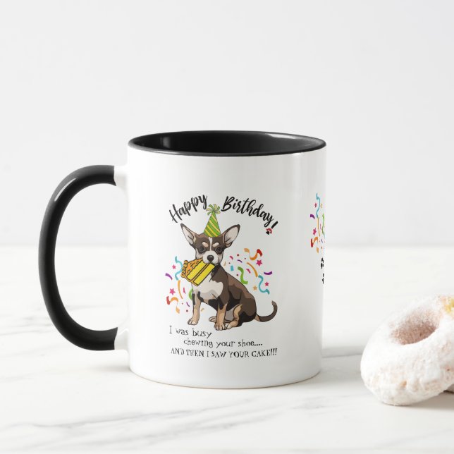Taza Deseos del feliz cumpleaños de su perro de la (Con donut)