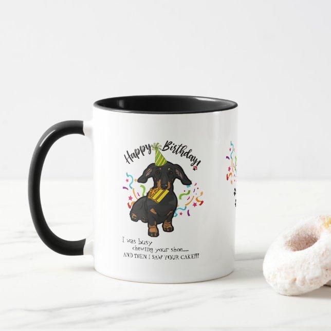 Taza Deseos del feliz cumpleaños de su perro del (Con donut)