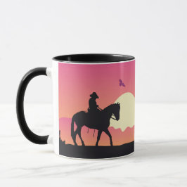 Taza Desierto del atardecer rosa de los caballos de Cow