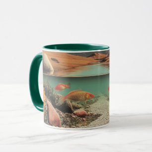 Taza Desierto y Lago Surrealista con Peces Dorados